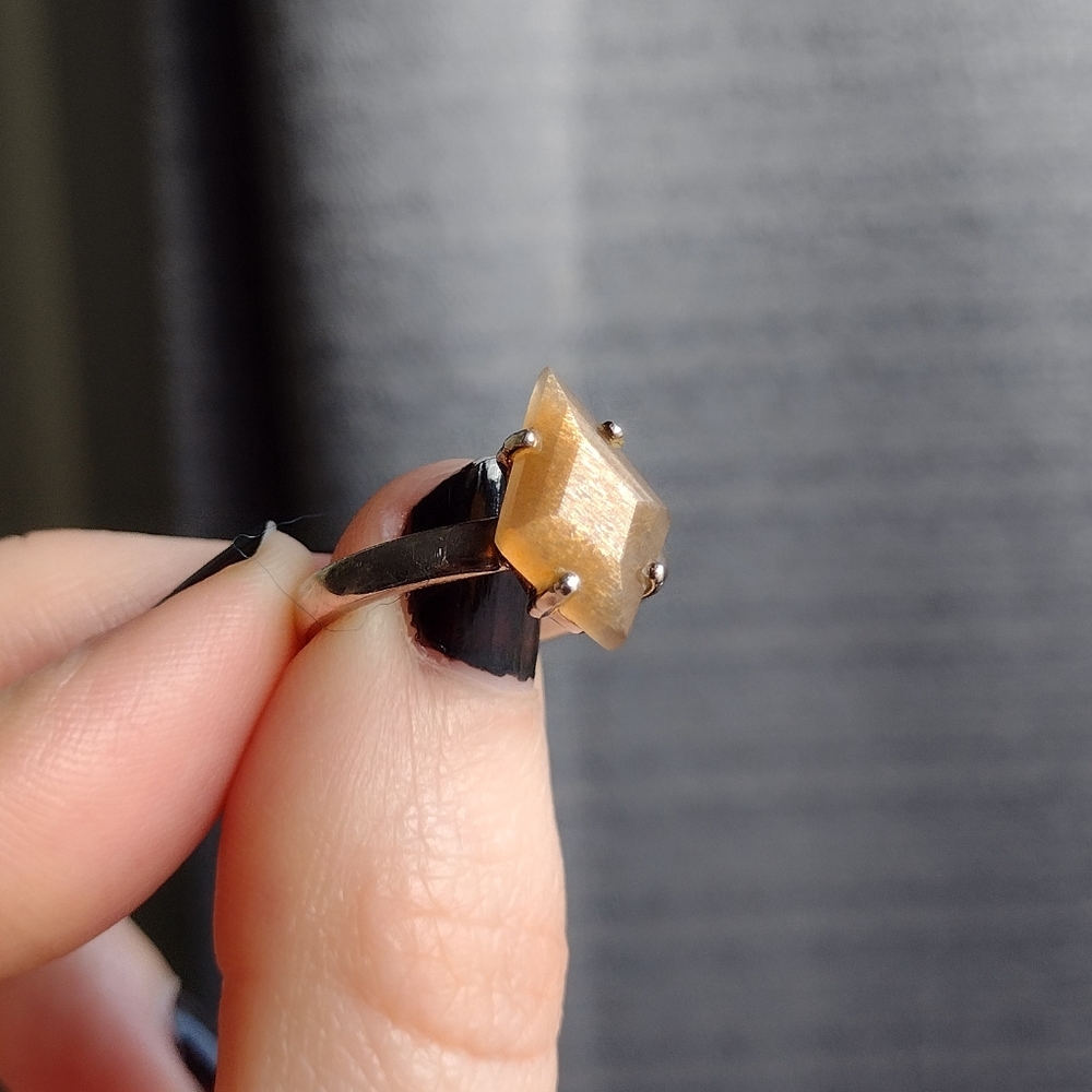 Sterling Silver Diamond Sunstone Ring - image 5